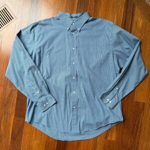 Lands' End Men's Gingham Dress Shirt 17-17.5 -XL